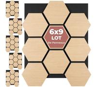 tectake® Panneaux acoustiques 76 x 62 cm, Lot de 6, Aspect Chêne, MDF et Placage en bois véritable, Découpables, Feutre insonorisant, Panneaux isolants phonique, Montage facile - Marron Chêne