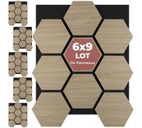 tectake® Panneaux acoustiques 76 x 62 cm, Lot de 6, Aspect Chêne, MDF et Placage en bois véritable, Découpables, Feutre insonorisant, Panneaux isolants phonique, Montage facile - Chêne Foncé