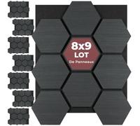 tectake® Panneaux acoustiques 76 x 62 cm, Lot de 8, Aspect Chêne, MDF et Placage en bois véritable, Découpables, Feutre insonorisant, Panneaux isolants phonique, Montage facile - Chêne Noir