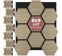 tectake® Panneaux acoustiques 76 x 62 cm, Lot de 8, Aspect Chêne, MDF et Placage en bois véritable, Découpables, Feutre insonorisant, Panneaux isolants phonique, Montage facile - Chêne Foncé
