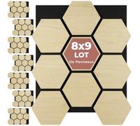 tectake® Panneaux acoustiques 76 x 62 cm, Lot de 8, Aspect Chêne, MDF et Placage en bois véritable, Découpables, Feutre insonorisant, Panneaux isolants phonique, Montage facile - Chêne Clair