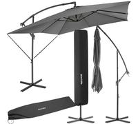 tectake® Parasol de Jardin Exterieur Parasol déporté à manivelle 2,5x2,5m, Inclinable, Protection UV 50+ Résistant au vent, Housse de protection incluse, Salon de jardin