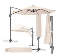 tectake® Parasol de Jardin Exterieur Parasol Déporté, en Aluminium, Ø 300 cm, Inclinable & Réglable en hauteur, Protection UV 50+, Résistant au vent, Housse de protection incluse, Salon de jardin