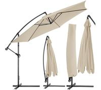 tectake® Parasol de Jardin Exterieur Parasol Déporté Héxagonal à manivelle Cadre en Acier, Ø 350 cm, Inclinaison réglable, Protection UV, Résistant au vent, Housse de protection pour Parasols incluse