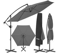tectake® Parasol déporté à pied, 3 x 3 m, Pivotant à 360°, Inclinable de 90° à 135°, Protection UV 50+, Double-toit, Parasol de jardin exterieur, Terrasse, Balcon, Piscine, Housse de protection