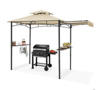 TECTAKE - Pavillon barbecue Maracaibo - Résistant aux intempéries, auvent anti-vent - en acier, beige - 316x150x250 cm