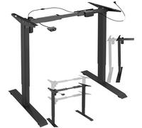 tectake® Pied de Table de Bureau réglable en Hauteur électrique en Acier Bureau Assis Debout 85-129 x 65 x 71-121 cm Ordinateur Teletravail Table de Travail, Charge Max. 70 kg