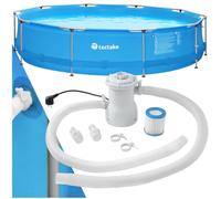 tectake® Piscine Tubulaire Ronde Piscine Hors Sol Ø360 x 76 cm Bleu, Structure en Acier, PVC Résistant aux UV & à la déchirure, avec Pompe Piscine à Filtre, Montage & démontage Facile