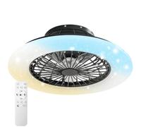 tectake® Plafonnier LED avec Ventilateur, Ø50 cm, Minuterie et Télécommande | 3 000-6 500 K, Lampe 40 W intensité variable 3 couleurs de lumière, Ventilateur 20 W 3 vitesses Marche arrière (Hiver), Noir