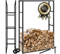 tectake® Porte-bûches intérieur & extérieur Étagère pour bois de chauffage Design 100,5x25x150 cm Accessoires pour cheminée Rangement Bois interieur Range buche interieur Range buches exterieur
