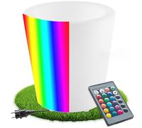 tectake® Pot de fleurs lumineux Ø38 x 40 cm Seau champagne Bac à glace Lampe jardin LED multicolore avec telecommande 16 couleurs Luminaire exterieur Éclairage extérieur Eclairage piscine