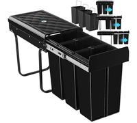 Poubelle de tri ASHLYN 30 L avec 3 compartiments - noir