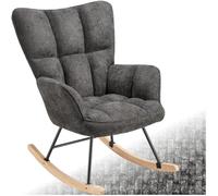 tectake® Rocking Chair Fauteuil à Bascule avec Accoudoirs Fauteuil scandinave Motif matelassé, Cadre en Acier & Patins en Bois Fauteuil Salon Veranda Chaise Ergonomique idéal Détente Allaitement