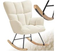 tectake® Rocking Chair Fauteuil à Bascule avec Accoudoirs Fauteuil scandinave motif matelassé Chaise Relax rembourée Cadre en Acier Fauteuils Salon Veranda Chaise Ergonomique idéal Détente Allaitement
