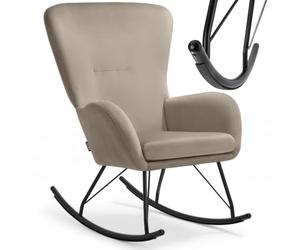 tectake® Rocking Chair Fauteuil à Bascule avec Accoudoirs Fauteuil scandinave Verlours Chaise Relax rembourée Cadre en Acier Fauteuils Salon Veranda, Chaise Ergonomique idéal Détente, Allaitement