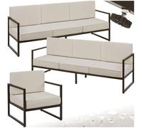 Salon de jardin - TECTAKE - Ensemble détente d'extérieur COMOSA pour 7 personnes avec rembourrage XXL et déperlant - Marron/beige
