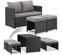 tectake® Salon de Jardin Exterieur 2en1, Modulable et Encastrable, Canape Exterieur et Repose-Pied ou Ensemble Table, Banc et Chaise extérieur, Salon de Jardin, Balcon, Terrasse, 4 Personnes