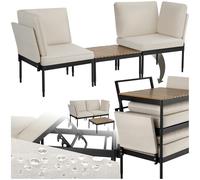 tectake® Salon de Jardin Exterieur 5en1 Canapé 2 Places modulable Table de Jardin Coussins épais Inclus Cadre en Aluminium laqué époxy Mobilier de terrasse Canape Exterieur Balcon Veranda Maison