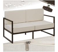 Canapé de jardin COMOSA 2 places avec rembourrage épais - marron/beige