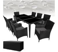 tectake® Salon de Jardin extérieur en Aluminium - 8 fauteuils en rotin, Table, Housse Lavable, Protection - mobilier Facile d'entretien