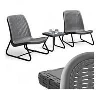 tectake® Salon de Jardin Exterieur en Poly Rotin & Acier laqué époxy 2 Personnes Ensemble Fauteuil Salon & Table de Jardin, Mobilier pour Amenagement Balcon Terrasse Veranda