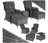 Ensemble de salon en rotin et aluminium Benissa 2+2 - gris tacheté/gris