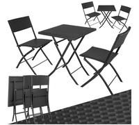 Salon de jardin - TECTAKE - Ensemble d'extérieur balcon TREVI 2 personnes pliable et résistant aux UVs en résine tressée - Noir