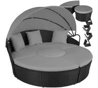 TECTAKE SANTORIN Bain de Soleil Modulable Rotin Noir Toit Pare-Soleil Jardin