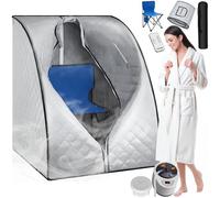 tectake® Sauna à Vapeur Pliable et Portable 90 x 78 x 100 cm, Sauna Portable 1000W 15 Températures et Minuterie, Appareil à Vapeur, Télécommande, Chaise Pliante, Tapis Protection, Sac de Transport