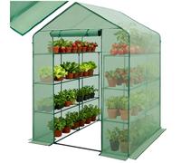 tectake® Serre de Jardin en Acier Thermo-Laqué & Plastique Anti UV avec 16 Grilles métal pour Potager exterieur Serre de Jardin pour Hivernage Tente Abri pour les Plantes Serre à semis - 143x143x195cm
