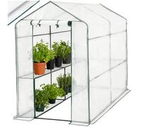 tectake® Serre de Jardin en Acier Thermo-Laqué & Plastique Anti UV avec 4 Grilles métal pour Potager Exterieur Serre de Jardin pour Hivernage Tente Abri pour Les Plantes Serre à semis - 186x120x190cm