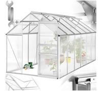 tectake® Serre de Jardin en Aluminium Polycarbonate pour Potager Exterieur Serre de Jardin pour Hivernage Tente Abri pour Les Plantes Serre à semis Jardinage - 375x185x195 cm