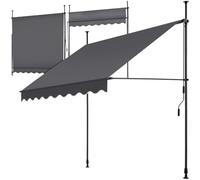 tectake Store banne sans Perçage Auvent Marquise Retractable avec Manivelle Multi-Fonction Store latéral Enroulable Brise Vue Brise Soleil Opaque en Aluminium - Noir/Gris, 200 x 180 cm