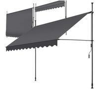 tectake Store banne sans Perçage Auvent Marquise Retractable avec Manivelle Multi-Fonction Store latéral Enroulable Brise Vue Brise Soleil Opaque en Aluminium - Noir/Gris, 300 x 180 cm