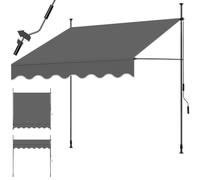 tectake Store banne sans Perçage Auvent Marquise Retractable avec Manivelle Multi-Fonction Store latéral Enroulable Brise Vue Brise Soleil Opaque en Aluminium - Noir/Gris, 200 x 180 cm