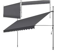 tectake Store banne sans Perçage Auvent Marquise Retractable avec Manivelle Multi-Fonction Store latéral Enroulable Brise Vue Brise Soleil Opaque en Aluminium - Noir/Gris, 400 x 180 cm