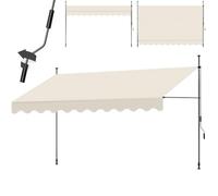 tectake Store banne sans Perçage Auvent Marquise Retractable avec Manivelle Multi-Fonction Store latéral Enroulable Brise Vue Brise Soleil Opaque en Aluminium - Beige, 400 x 180 cm