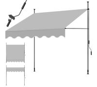tectake Store banne sans Perçage Auvent Marquise Retractable avec Manivelle Multi-Fonction Store latéral Enroulable Brise Vue Brise Soleil Opaque en Aluminium - Gris Clair, 200 x 180 cm