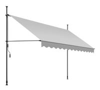 tectake Store banne sans Perçage Auvent Marquise Retractable avec Manivelle Multi-Fonction Store latéral Enroulable Brise Vue Brise Soleil Opaque en Aluminium - Gris Clair, 350 x 180 cm