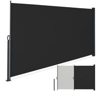 tectake® Store latéral 200 x 300 cm, Résistant aux intempéries, Protection Soleil et Vent, Brise Vue Opaque, Tissu en Polyester Enduit, Auvent latéral Extensible, Mécanisme d'enroulement - Noir