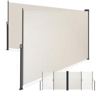 tectake® Store Latéral Double 160 x 600 cm, Résistant aux intempéries, Extensible avec mécanisme d'enroulement, Brise Vue Opaque, Protection Soleil et Vent, Tissu en Polyester Enduit - Beige