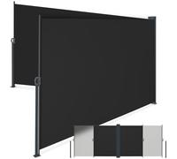 tectake® Store Latéral Double 180 x 600 cm, Résistant aux intempéries, Extensible avec mécanisme d'enroulement, Brise Vue Opaque, Protection Soleil et Vent, Tissu en Polyester Enduit - Noir