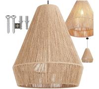 Abat-jour - TECTAKE - Suspension SURI au style bohème avec fibre de jute durable, 40W, Ø 40,5 x 47 cm - Marron naturel