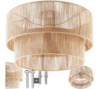 Luminaire - TECTAKE - Plafonnier LIGNEA LUX en fibres de jute tressée et acier au style bohème 40W, Ø 45 x 25 cm - Marron