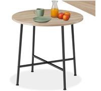 tectake® Table à Manger Ronde 80 x 76 cm pour Salle à Manger, Table Cuisine Style Industriel Tables de Salle à Manger, Meuble Industriel, Meuble Salon Séjour Cuisine Bois et Acier, Bois Clair