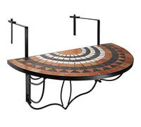 tectake® Table Balcon Suspendue et Rabattable en mosaïque de Pierre, 75x65x62 cm, Petite Table Exterieur, Plateau de Table Design Demi Lune, Max. 20 Kg, Gueridon, Decoration Balcon, Terrasse, Jardin