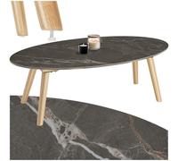 tectake® Table Basse de Salon Ovale Table Basse Design avec Plateau de Table Marbré et Pied de Table Basse en Bois laqué Table d'appoint Salon de Jardin Exterieur Table de Salon Meuble de Salon