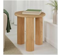 tectake® Table Basse Ronde, Ø40 x 45.5 cm, Pieds Solides en Bois Massif | Plateau en MDF plaqué Chêne, Facile d'entretien, Patins en feutre doux, Montage rapide, Capacité 20 kg, Revêtement protecteur