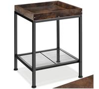 tectake® Table d'appoint 41,5 x 41 x 56 cm, Bout de canape, Style Industriel Rustique, Table de Chevet, Petit Meuble de Rangement, Gueridon, Meuble Entree, Salon, Bureau, Chambre, Bois foncé