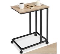 tectake® Table d'appoint à roulettes Canape Fauteuil Lit, 48 x 35 x 70 cm, Bout de canapé, Plateau Petit Dejeuner, Table Ordinateur Portable, Meuble Salon, Meuble Chambre, Table de Chevet, Bois Clair